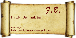 Frik Barnabás névjegykártya
